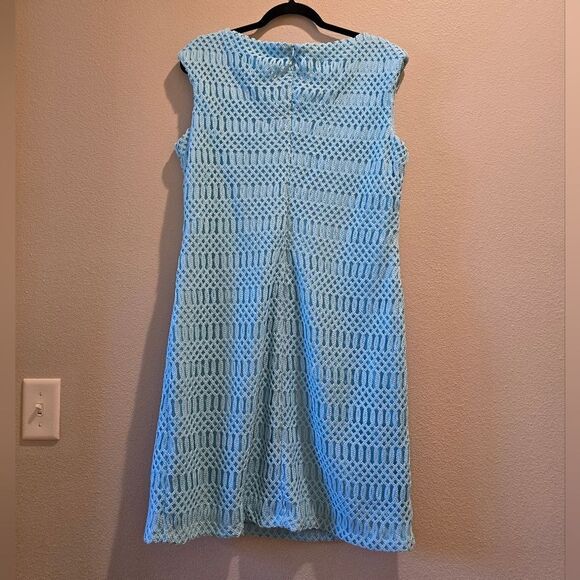 Ralph Lauren Light Blue Textured Midi Dress Sz 14 - Picture 4 of 4